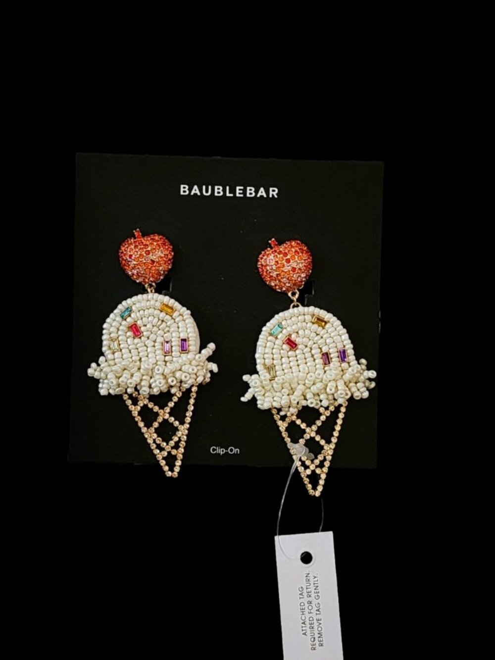 BaubleBar Beaded Ice Cream Cone Clip-On Earrings - NWT